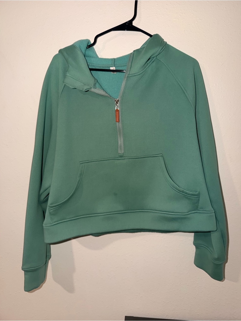 Women's Half-Zip Hooded Pullover Scuba - Teal